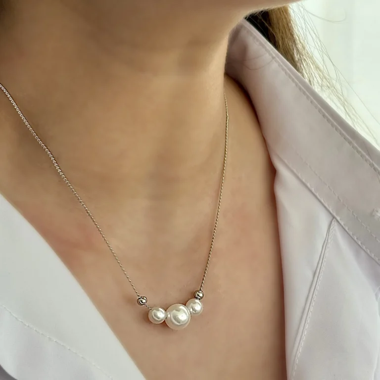 گردنبند ترکیب مروارید و گوی ژوپینگ