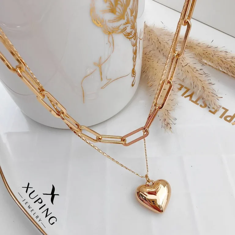 گردنبند دو رج هرمس و زنجیر قلب ژوپینگ