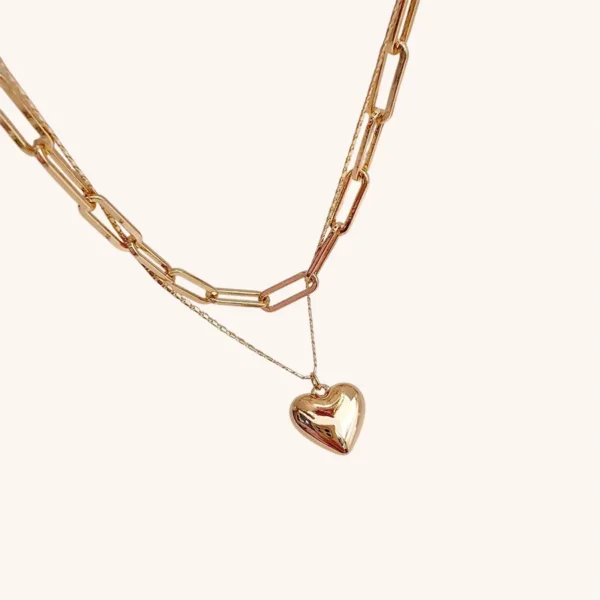 گردنبند دو رج هرمس و زنجیر قلب ژوپینگ
