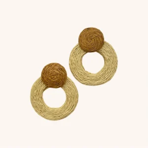 گوشواره کنفی کرم قهوه ای