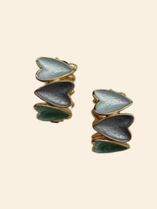 گوشواره قلبی ترکیب رنگ آبی و سبز