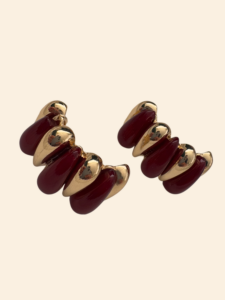 گوشواره طلایی زرشکی میخی