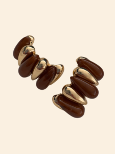 گوشواره طلایی قهوه ای میخی